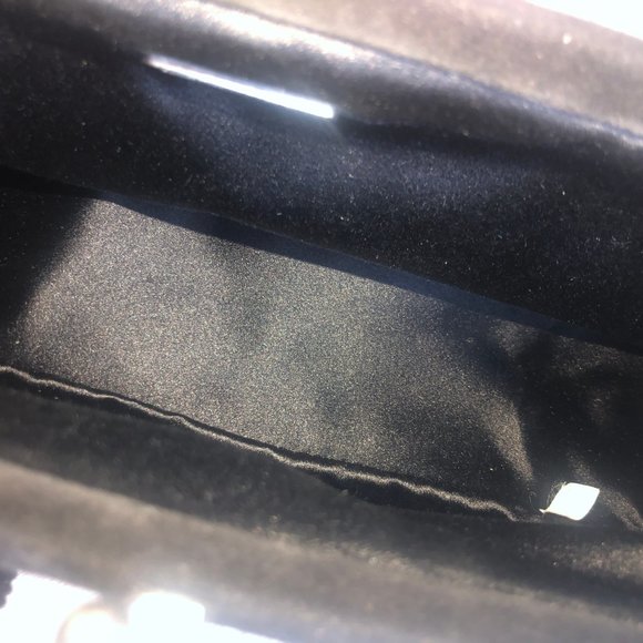 Prada Shoulder Bag - Satin Suede with Mini Flowers, Black Leather - Picture 6 of 6